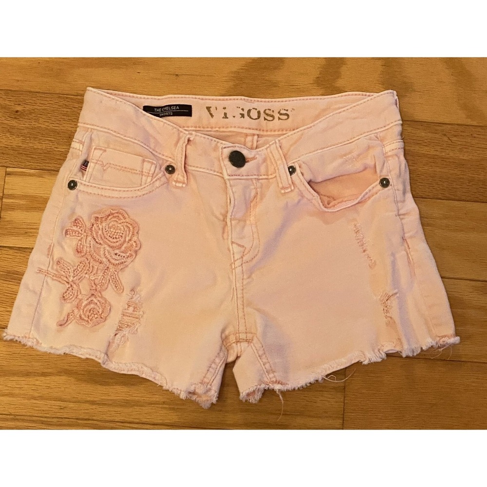 Vigoss The Chelsea Shorts Adjustable Waist Embroidered Distressed Girls Youth 12